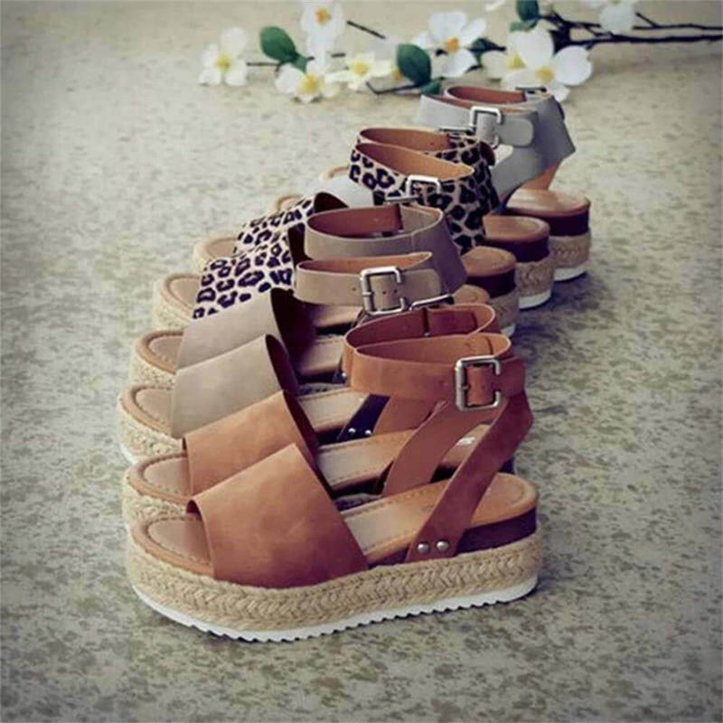 Women's Platform Espadrille Sandals with Wedge Heel & Straps – Livia