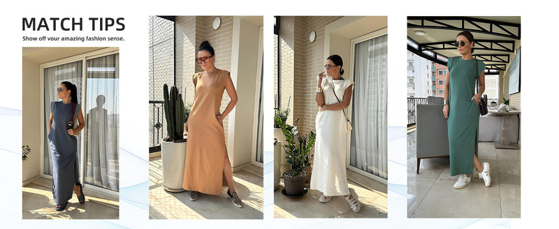 Vestido maxi aireado con bolsillos para mujer – Romy