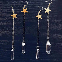 Natural Crystal Moon Star Earrings – Elara