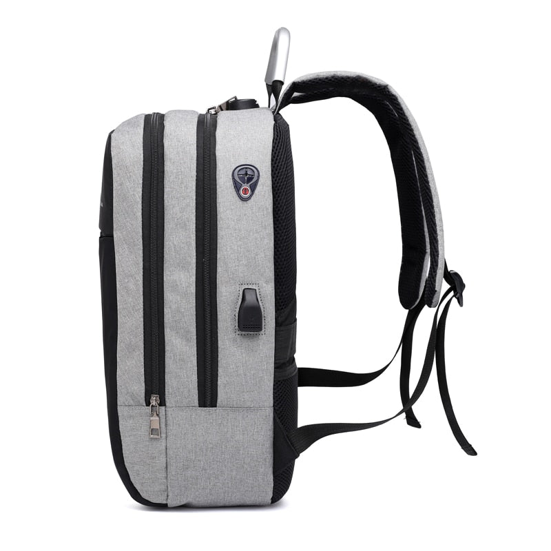 Mochila para portátil a prueba de agua y antirrobo – Diseño de cremallera oculta con función de carga USB