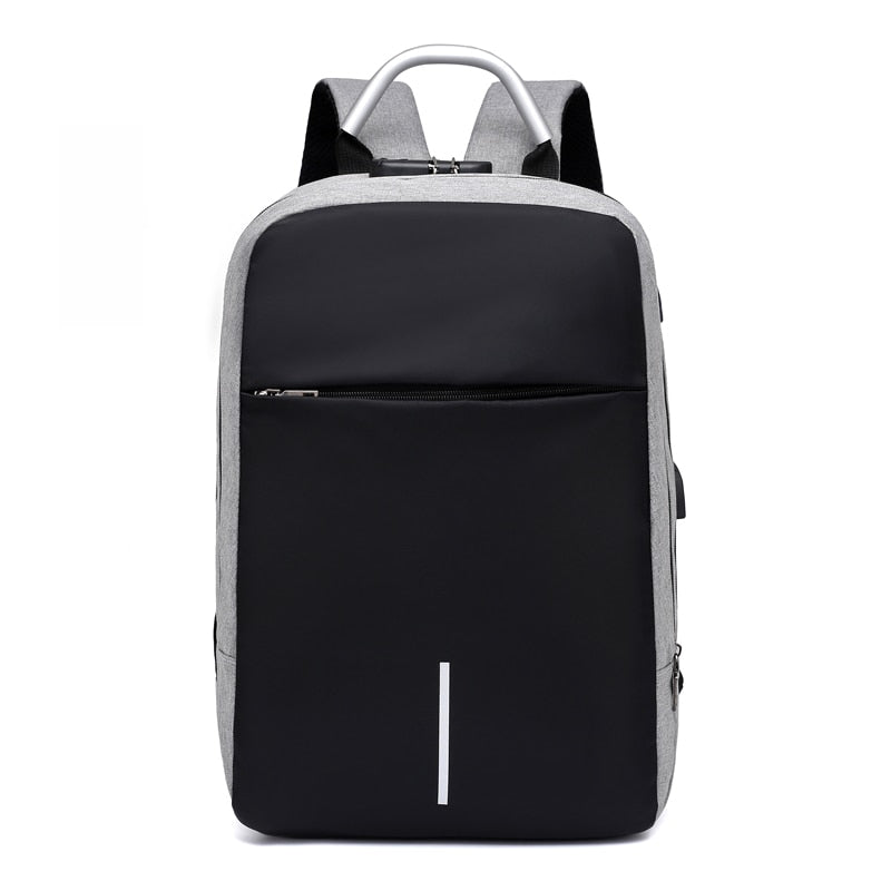 Mochila para portátil a prueba de agua y antirrobo – Diseño de cremallera oculta con función de carga USB