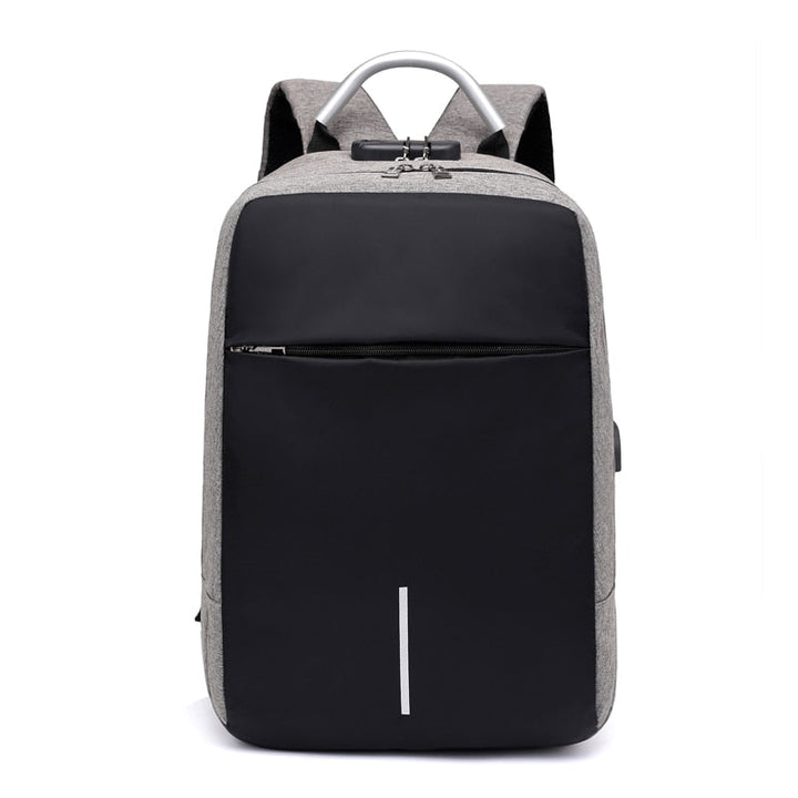 Mochila para portátil a prueba de agua y antirrobo – Diseño de cremallera oculta con función de carga USB