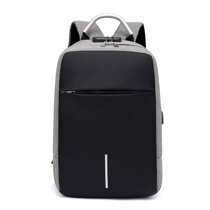 Mochila para portátil a prueba de agua y antirrobo – Diseño de cremallera oculta con función de carga USB