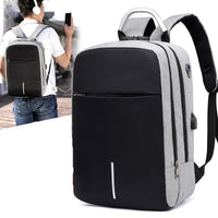 Mochila para portátil a prueba de agua y antirrobo – Diseño de cremallera oculta con función de carga USB