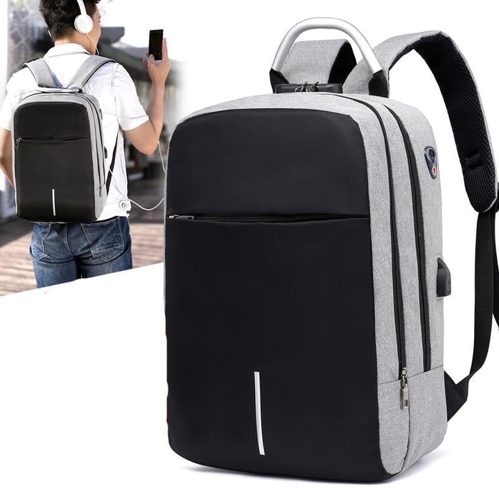 Mochila para portátil a prueba de agua y antirrobo – Diseño de cremallera oculta con función de carga USB