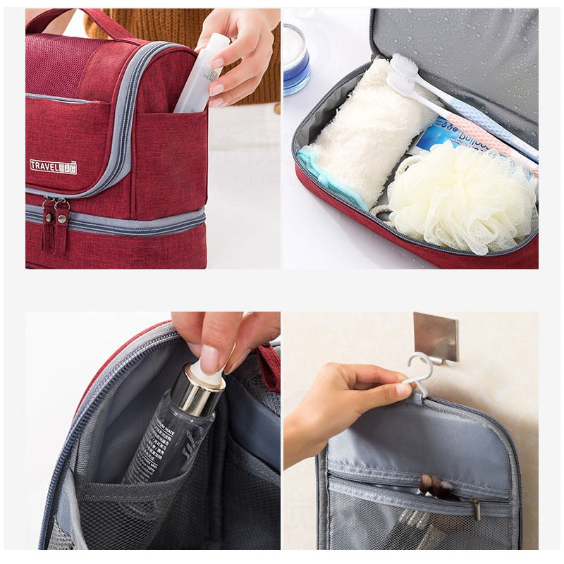 Large Hanging Toiletry Bag Organizer – Travel Case with Multiple Compartments