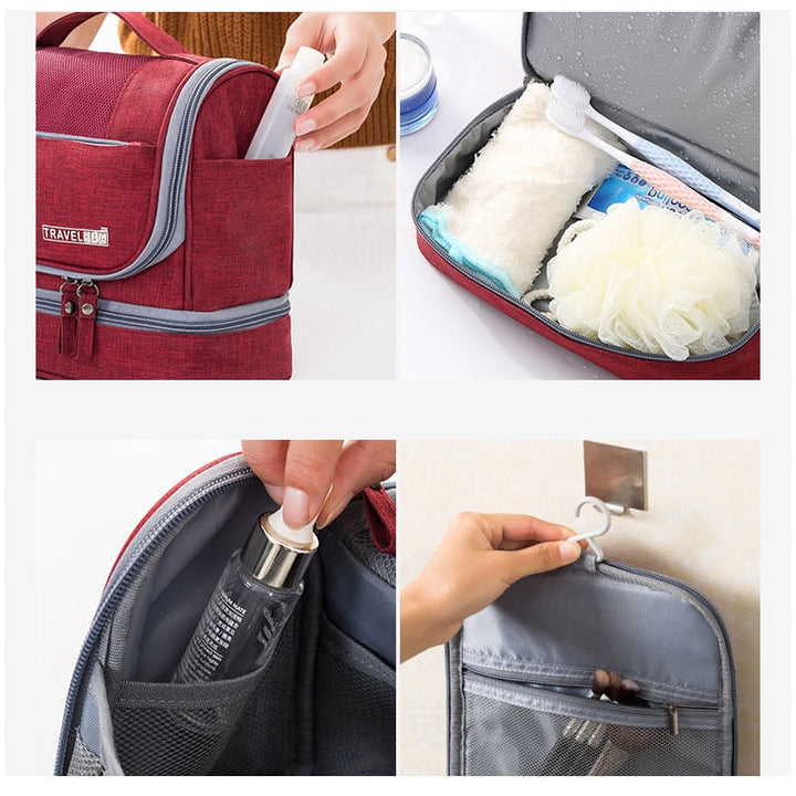 Large Hanging Toiletry Bag Organizer – Travel Case with Multiple Compartments