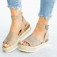 Women's Platform Espadrille Sandals with Wedge Heel & Straps – Livia