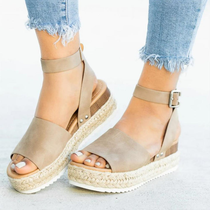 Women's Platform Espadrille Sandals with Wedge Heel & Straps – Livia