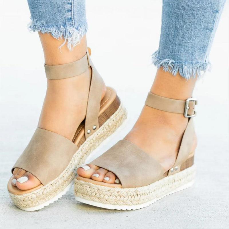 Women's Platform Espadrille Sandals with Wedge Heel & Straps – Livia
