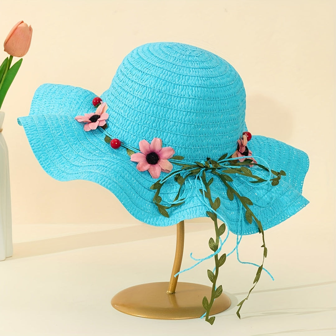 Women's Summer Straw Hat with Flower and Fruit Details – Solène
