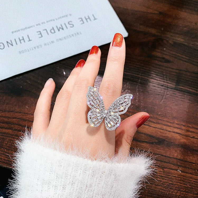 Crystal Butterfly Ring – Elena