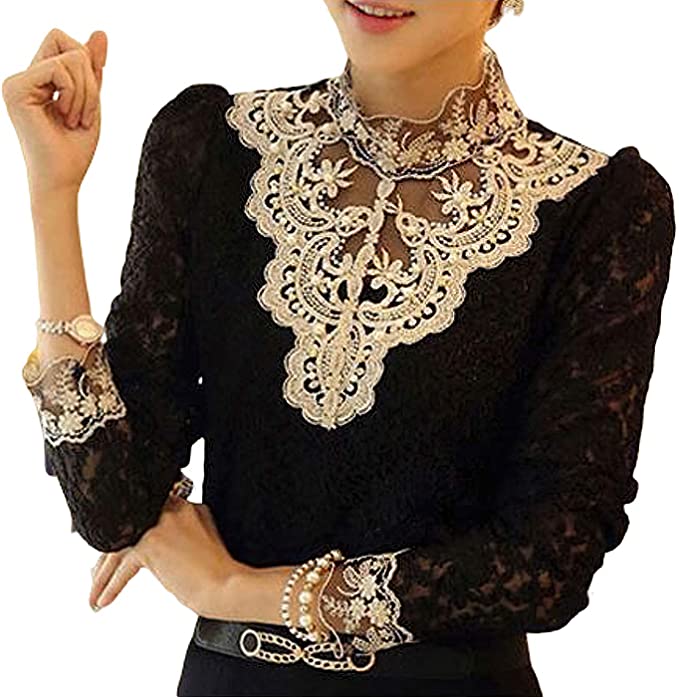 Women's blouse with autumnal embroidered lace – Elisabeth