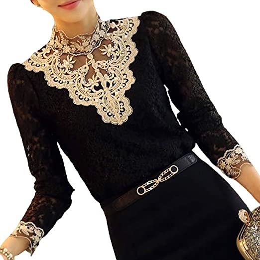 Women's blouse with autumnal embroidered lace – Elisabeth