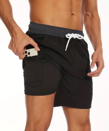 Bañador corto para hombre de secado rápido con elasticidad y bolsillo para móvil – Jonas