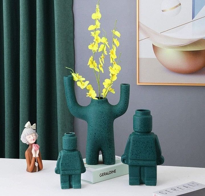 Roboter-Blumentöpfe aus Keramik - BrickBotanica