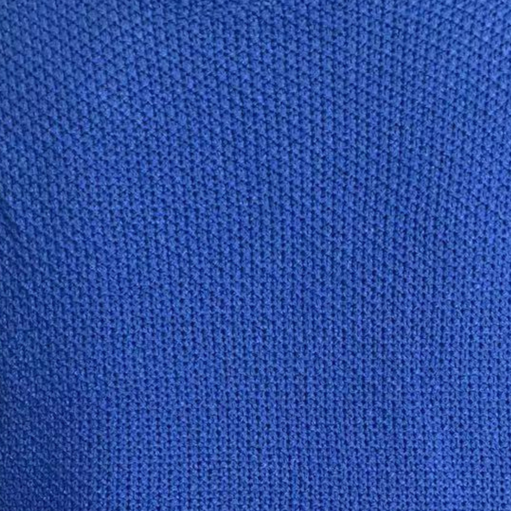 Blauer Strickstoff, Nahaufnahme, Textur, Textilmaterial, Mode, Bekleidung, Stoffmuster