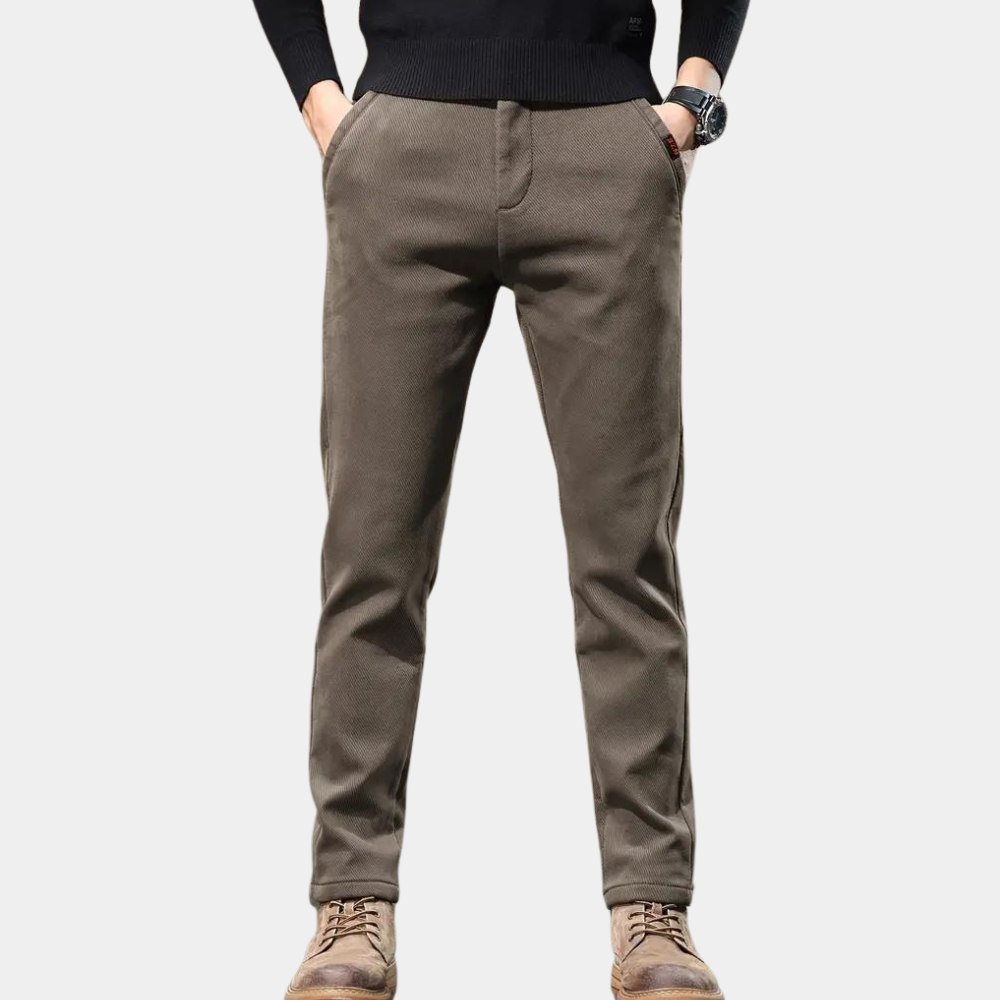 Braune Herren-Chinohose, Baumwolle, lässig, modisch, ideal für Freizeitkleidung.