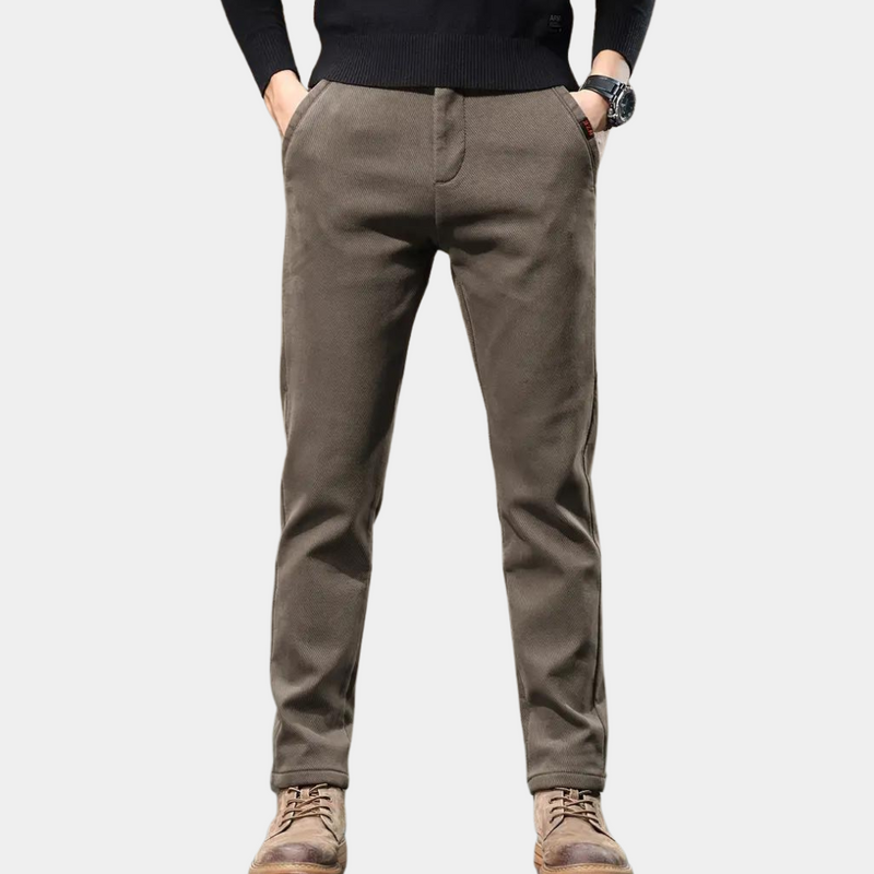Braune Herren-Chinohose, Baumwolle, lässig, modisch, ideal für Freizeitkleidung.