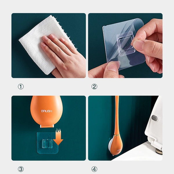 Silicone Toilet Brush with Wall Mount & Drip Tray – Clevora