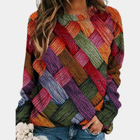 Farbiger Damenpullover mit Zopfmuster, langärmelig, aus Strick, ideal für Herbstmode.