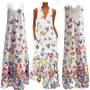 Trendy Ärmelloses Maxi-Sommerkleid mit Schmetterlingsmuster – Malia