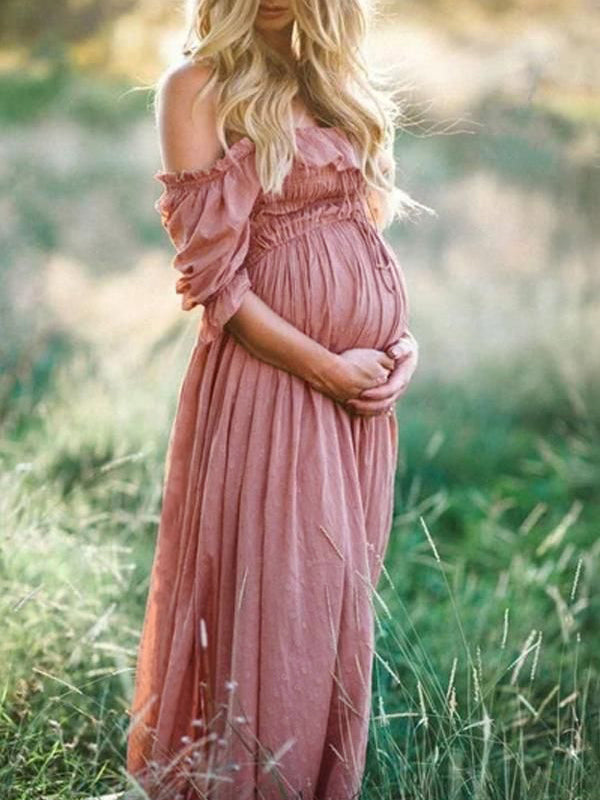 Boho Chic Maternity Dress with Boat Neckline - Elora