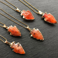 Natural Crystal Carnelian Arrowhead Necklace – Aeliana