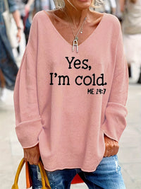 Women's Oversized V-Neck Sweater with Pattern – Alenia