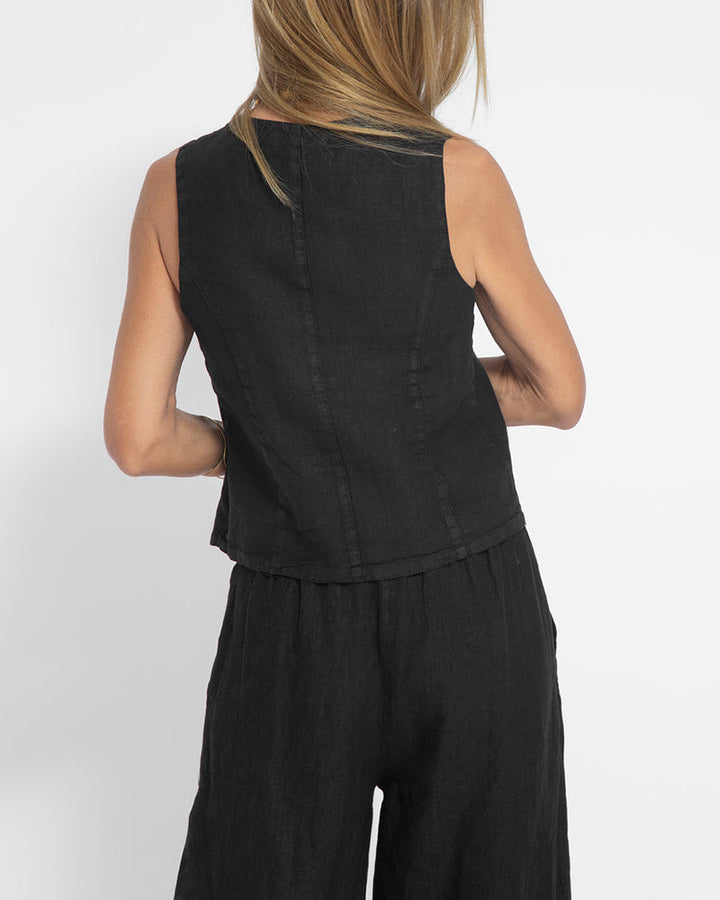 Linen 2-piece set with wide-cut pants and vest – Alma