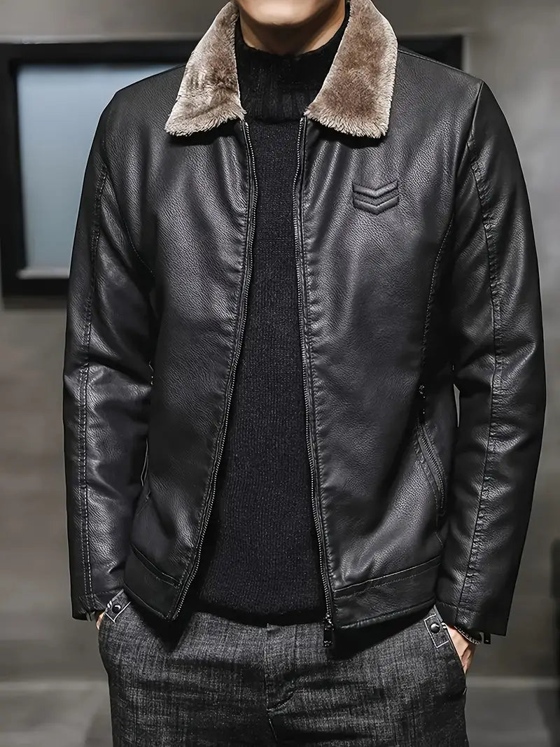 Men's leather jacket with thermal lining – Dario