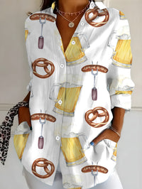 Dame Plus Size Bluse med heltrykk – Greta Oktoberfest 2025