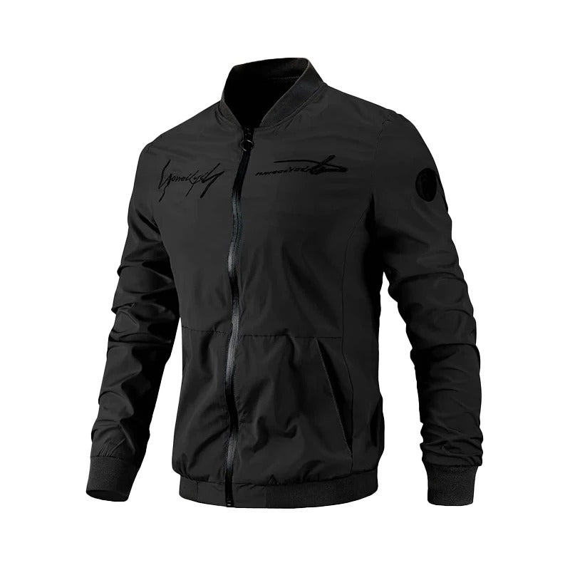 Embroidered Men's Bomber Jacket for Transitional Season – Leon