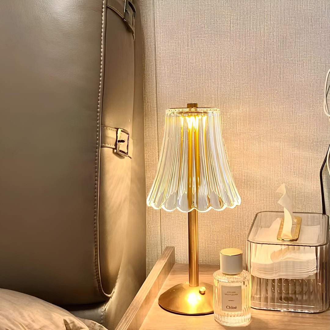 Lámpara de mesa de cristal dorado - Aurora Luxe
