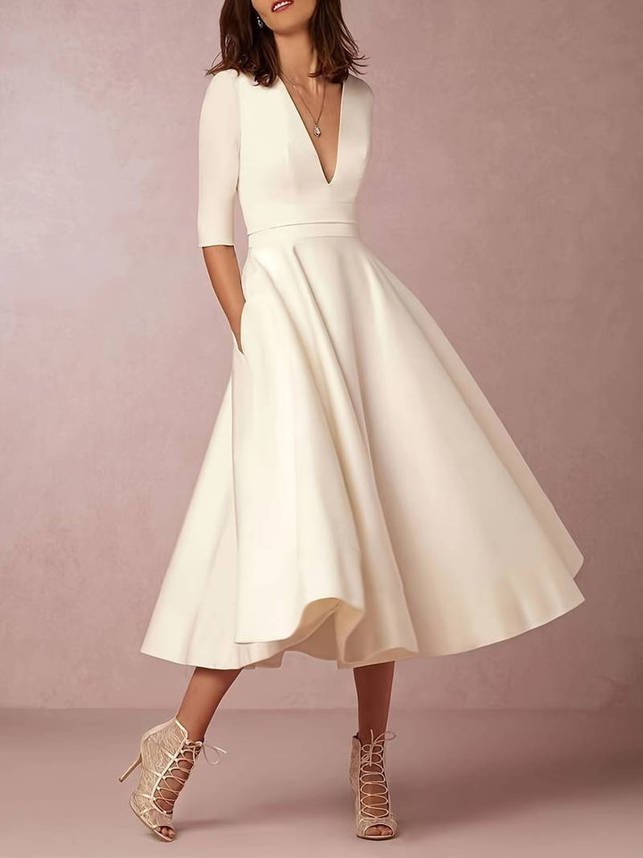 Retro White A-Line Swing Dress – Vivienne