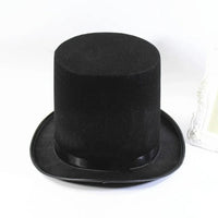 Schwarzer Zylinderhut aus Filz, klassisch, elegant, für formelle Anlässe, Herrenmode.
