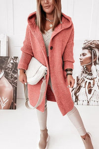 Women's knitted vest with hood and button closure – Waldaine