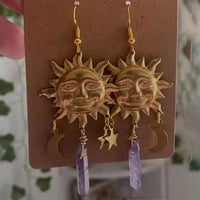 Natural Crystal Moon Star Earrings – Elara