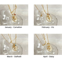 Birthstone and Birth Flower Necklace – Aurora