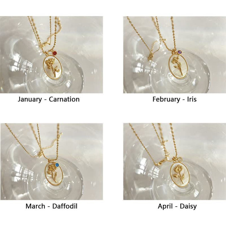 Birthstone and Birth Flower Necklace – Aurora