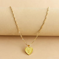 Golden Initial Heart Pendant Necklace - Amara