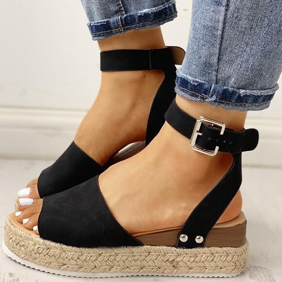 Women's Platform Espadrille Sandals with Wedge Heel & Straps – Livia
