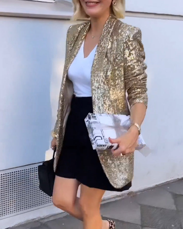 Golden Glitter Jacket with Sequins - Rosamund