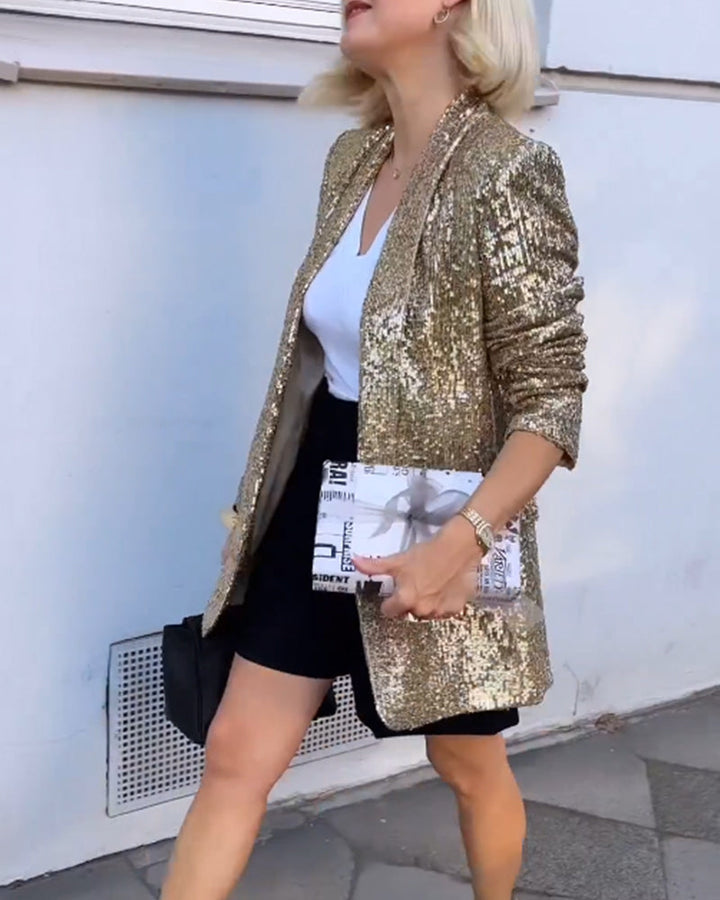 Golden Glitter Jacket with Sequins - Rosamund