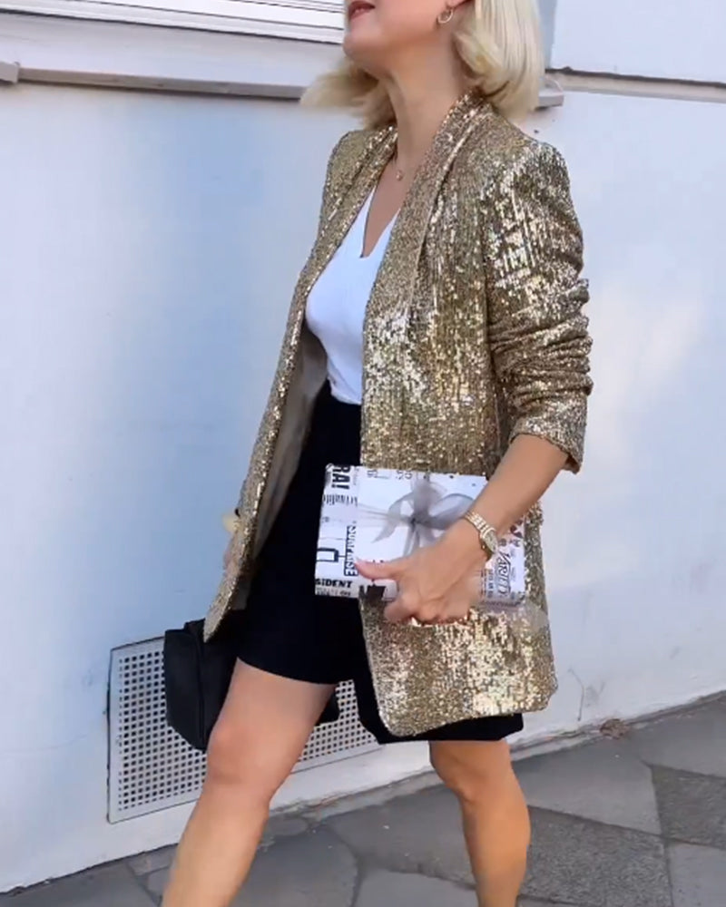 Golden Glitter Jacket with Sequins - Rosamund