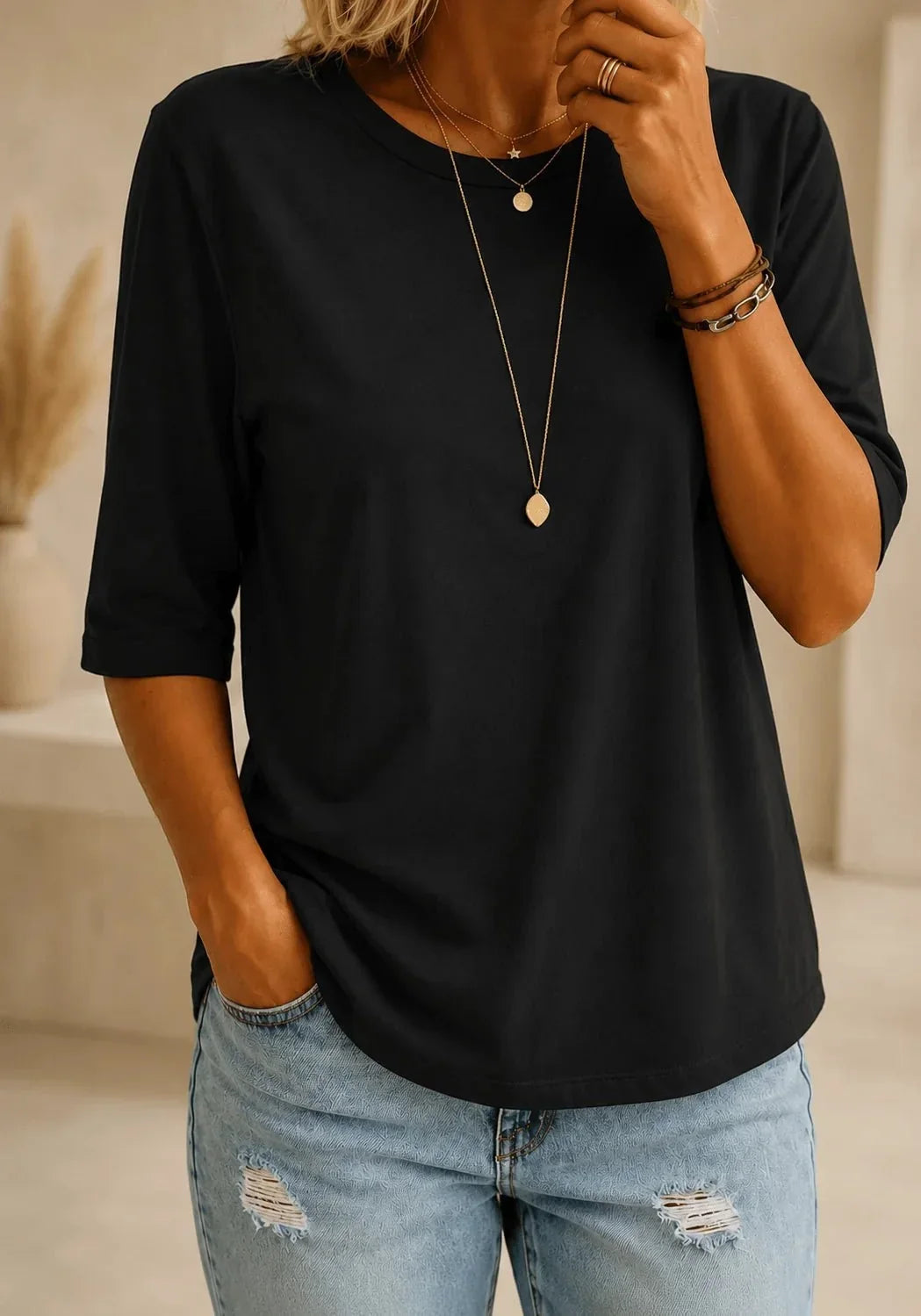 Essential Comfort Tee - Soft Round Neck Half Sleeve Basic 1