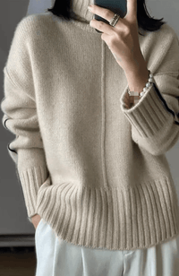 Soft cashmere blend women's sweater with stand-up collar – Liv