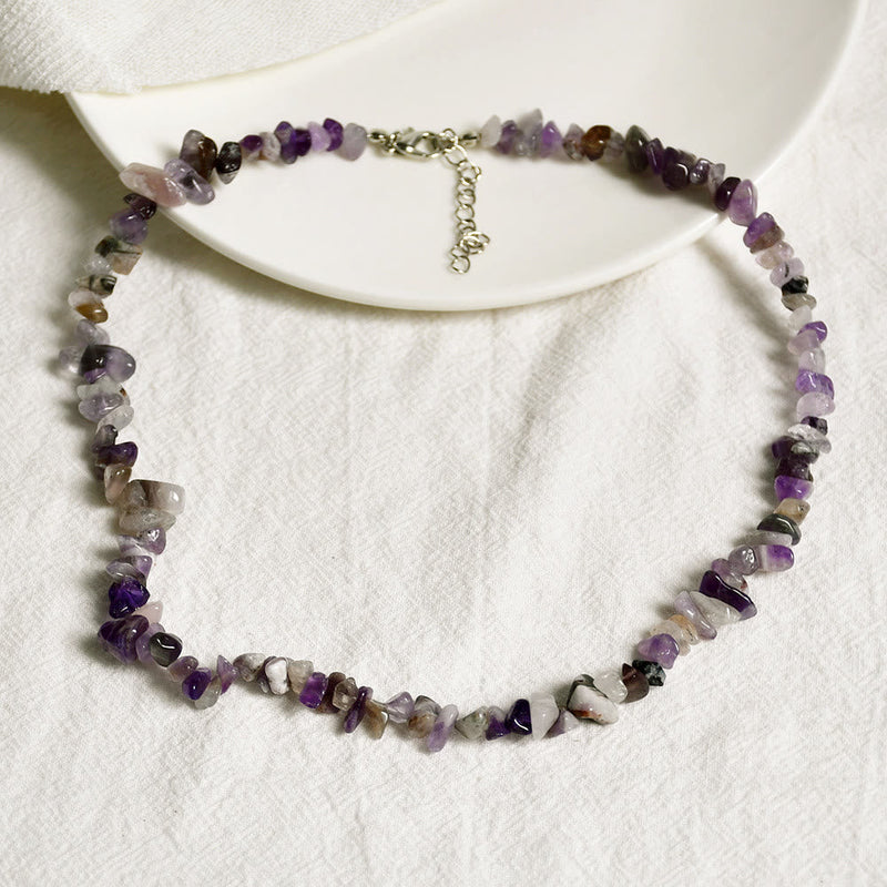 Stylishly Shaped Polished Crystal Necklace - Lina