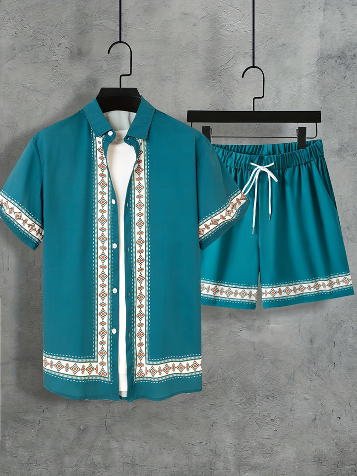 Boho Summer Set Men Two-Piece Shirt and Shorts Relaxed - Malik