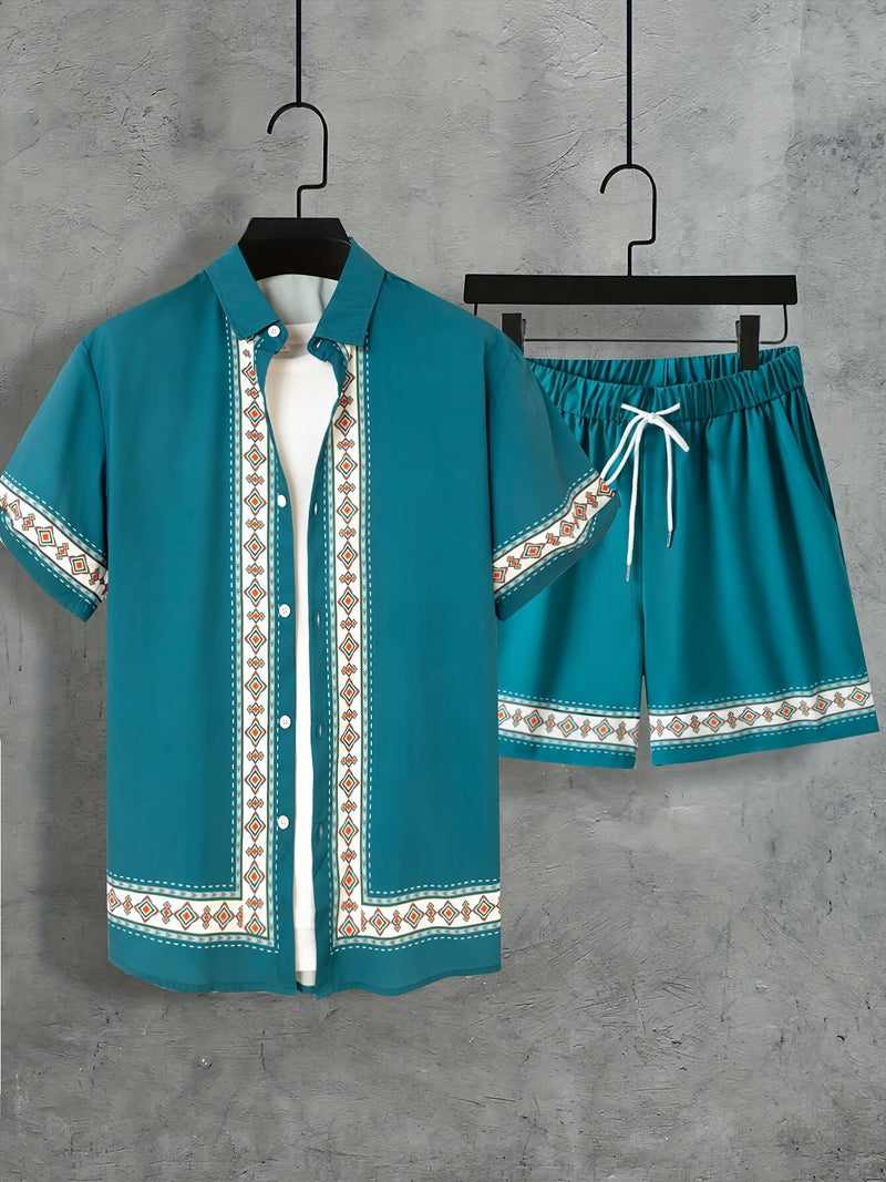 Boho Summer Set Men Two-Piece Shirt and Shorts Relaxed - Malik